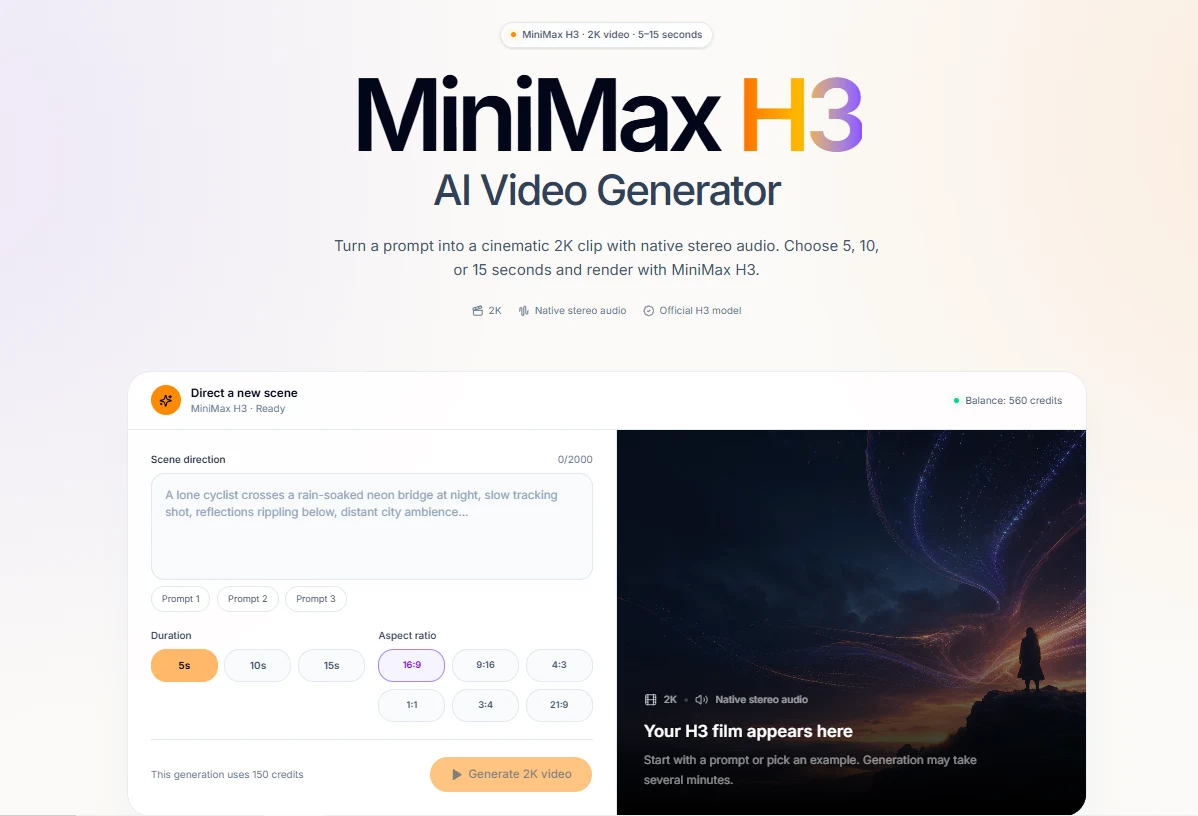 MiniMax H3 Video Generator screenshot 1