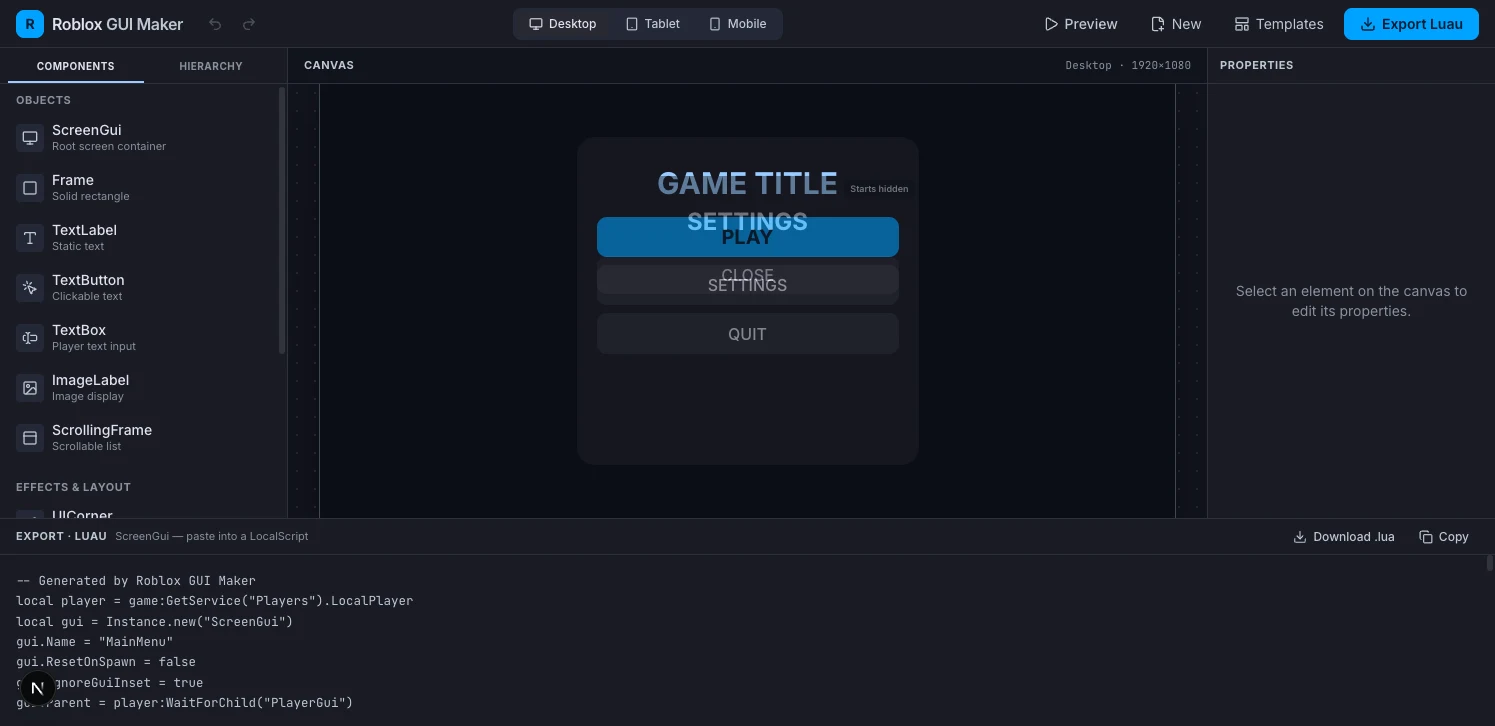 Roblox Gui Maker screenshot 1