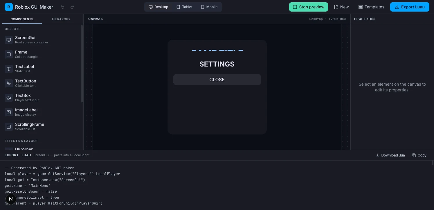 Roblox Gui Maker screenshot 2
