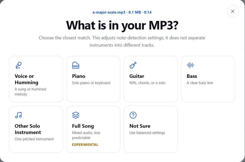 MP3 to MIDI screenshot 2
