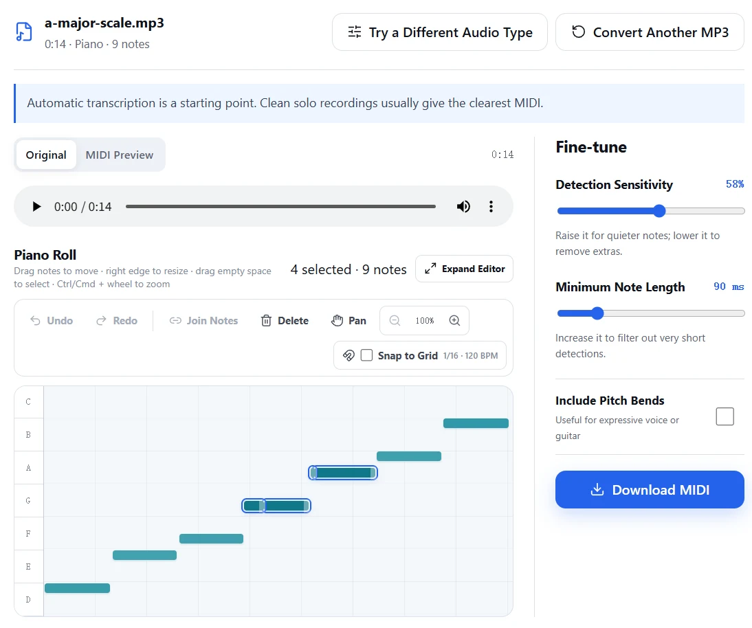 MP3 to MIDI screenshot 3
