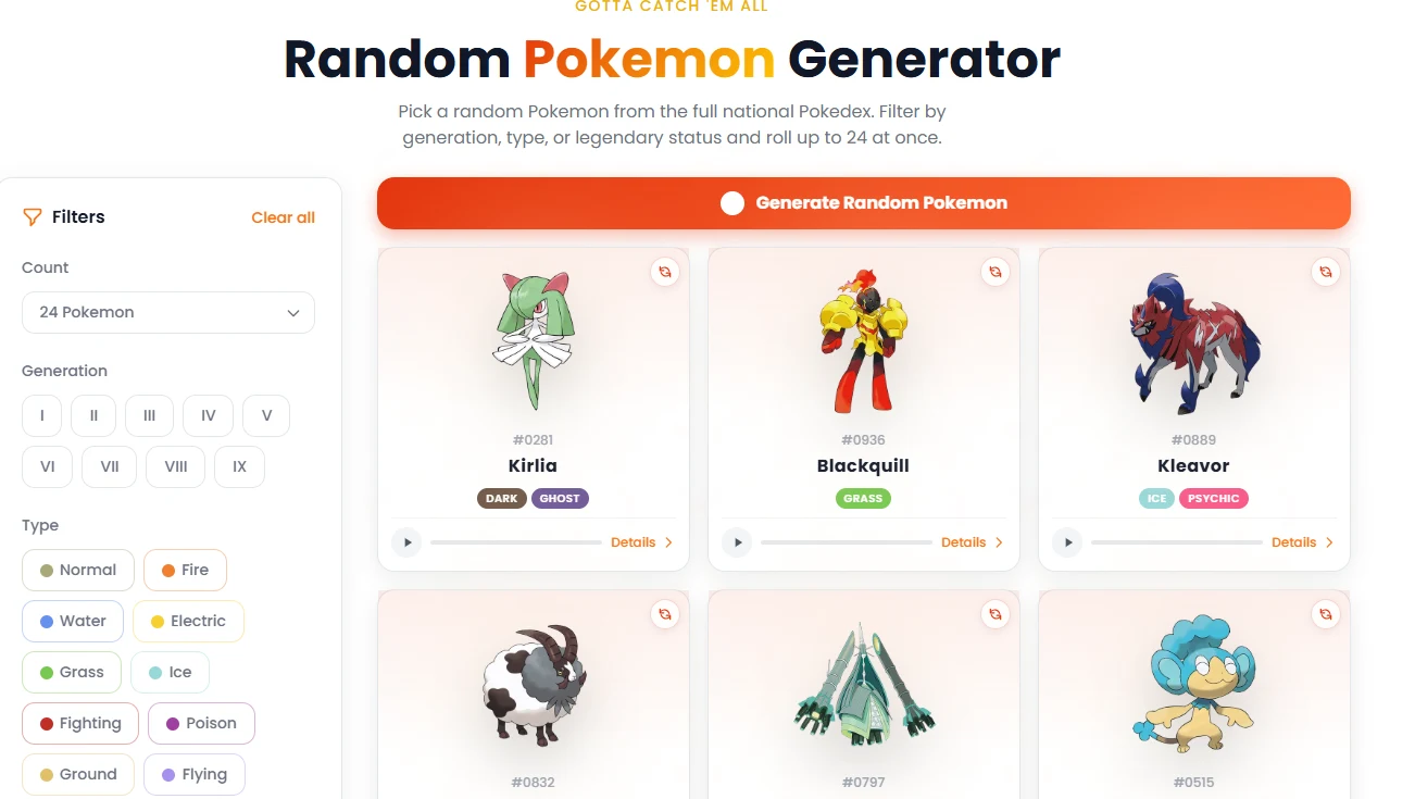 Random Pokemon Generator screenshot 1